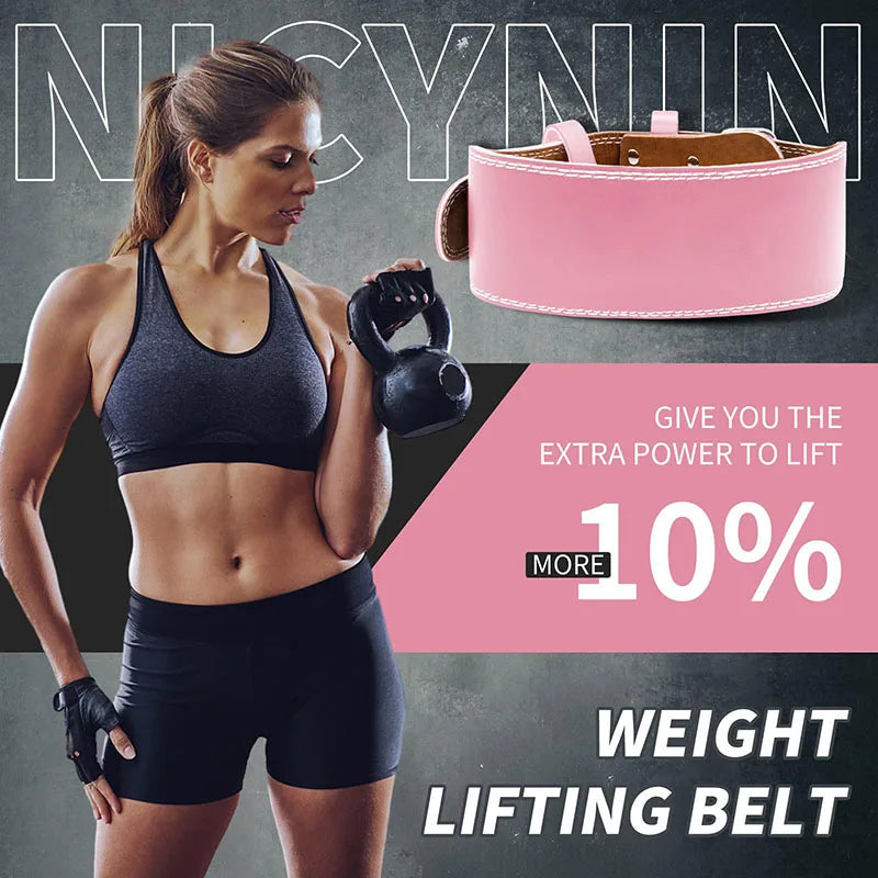 Leather Fitness Weight Lifting Belt for Women With Padded Lumbar Support for Power Lifting Workout & Squats Exercise