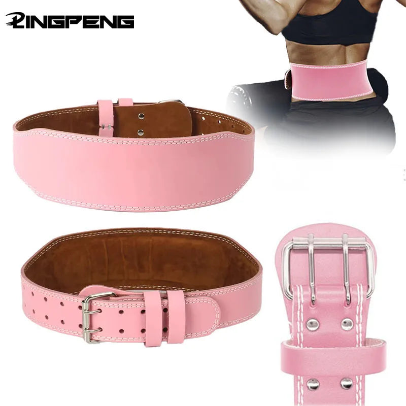 Leather Fitness Weight Lifting Belt for Women With Padded Lumbar Support for Power Lifting Workout & Squats Exercise