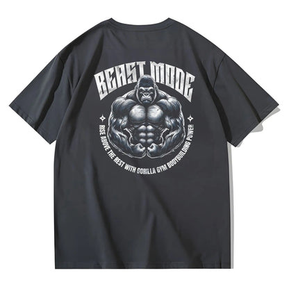 Gorilla Printed Short-sleeved T-shirt Men's Summer Trendy Brand Men's and Women's Same Half-sleeved T-shirt Gym Wear Casual Top