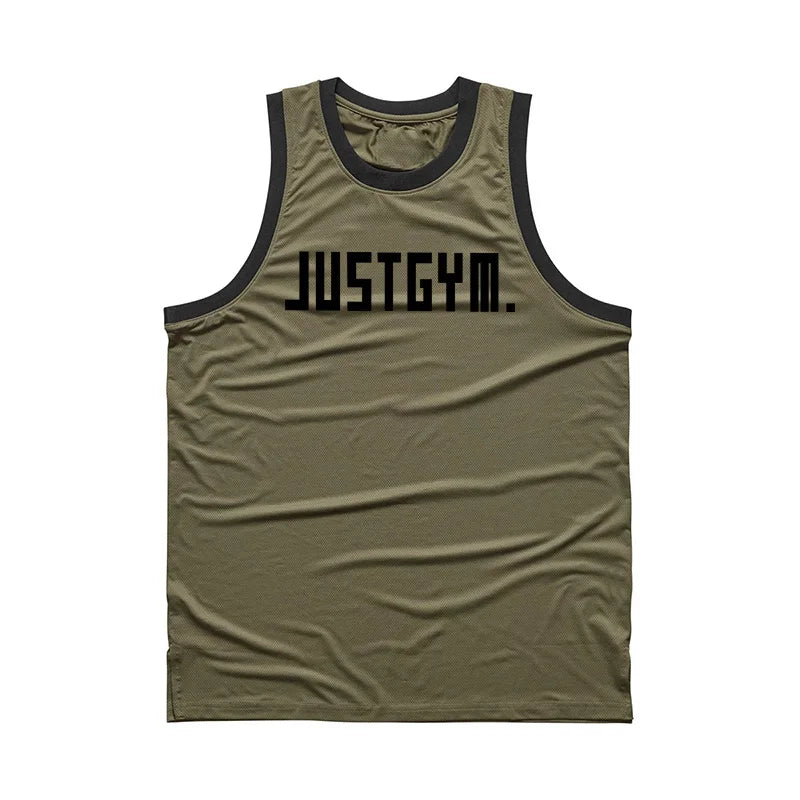 New Summer Brand Gym Clothing Mesh Singlets Men Tank Tops Shirt Bodybuilding Equipment Fitness Mens Stringer Tanktop Vest