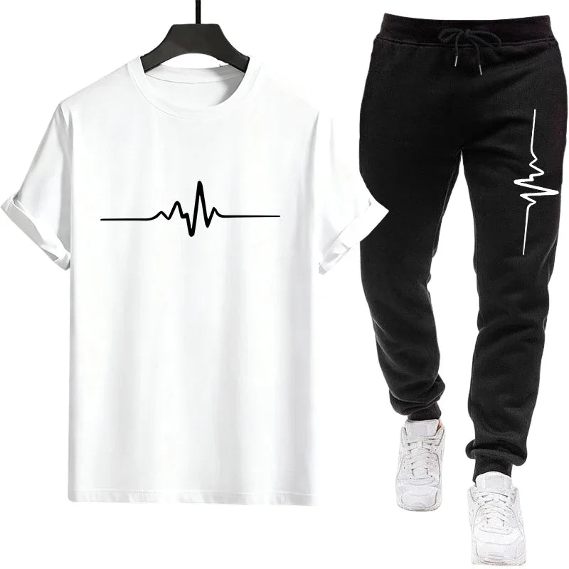 2026 Men's Athletic Wear Set Quick Dry T-Shirt and Joggers Sports Outfit Gym Training Lightweight Tees + Pants Comfort Summer