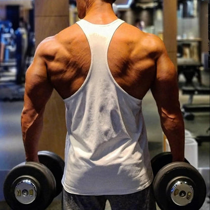 Gym Men's Stringer Muscle Vest – I-Back Bodybuilding Tank Top, 2025 Sleeveless Cotton Undershirt Fitness Training Wear
