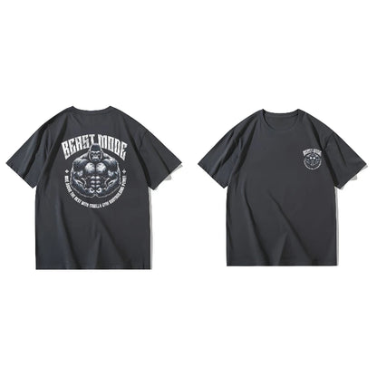 Gorilla Printed Short-sleeved T-shirt Men's Summer Trendy Brand Men's and Women's Same Half-sleeved T-shirt Gym Wear Casual Top