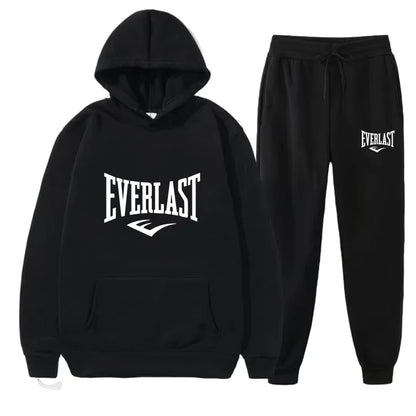 Men's EVERLAST Sportswear Fitness Gym Clothing Running Set Sportswear Straps Autumn_Winter Hoodie Set New Style clothes for men
