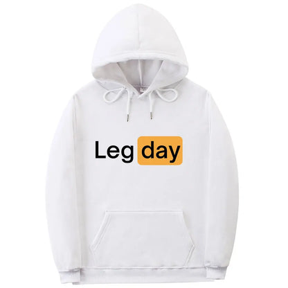 Funny Creativity Design Leg Day Fitness Workout Gym Graphic Hoodie Men Women Fashion Sweatshirt Male Fleece Cotton Loose Hoodies