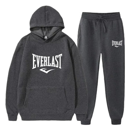 Men's EVERLAST Sportswear Fitness Gym Clothing Running Set Sportswear Straps Autumn_Winter Hoodie Set New Style clothes for men