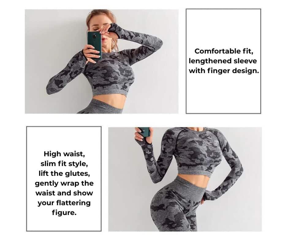 3pcs Women Carmful Camo Yoga Set Women Seamless Fitness Yoga Bra Sport