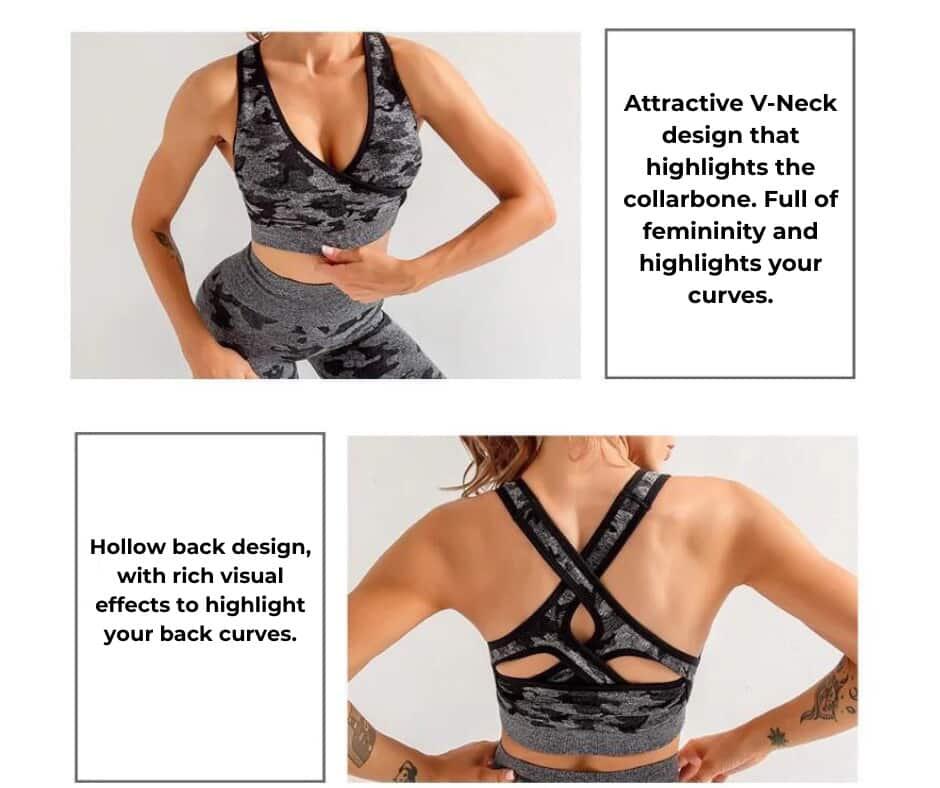 3pcs Women Carmful Camo Yoga Set Women Seamless Fitness Yoga Bra Sport